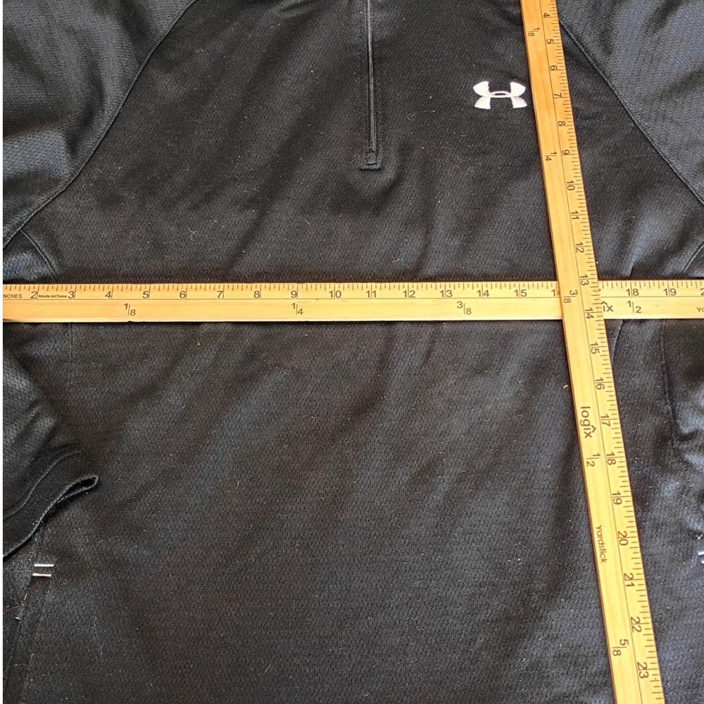 Under Armour Quarter Zip Pullover Mens LG Black Excellent Long Sleeve Athletic